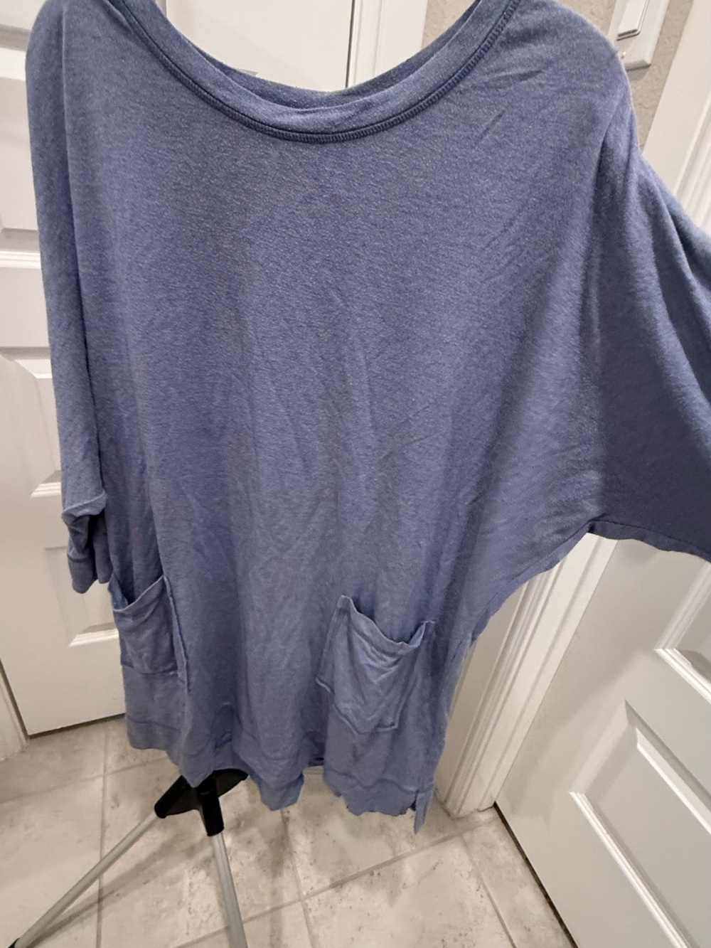 Cacique Blue Scoop-Neck Sleep Top with Pockets